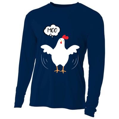 MOO Funny Cow Chicken Funny Cooling Performance Long Sleeve Crew