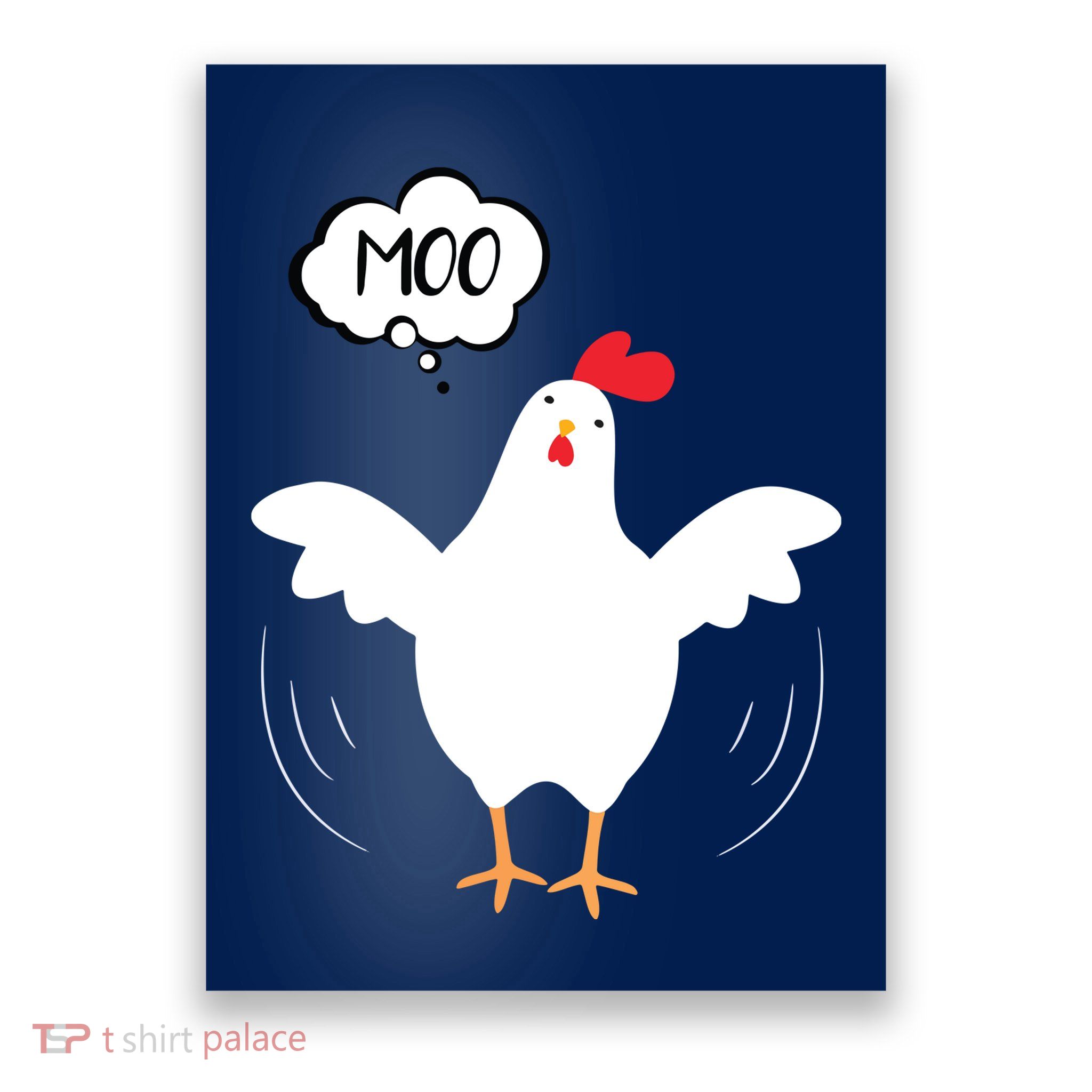 MOO Funny Cow Chicken Funny Poster