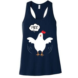 MOO Funny Cow Chicken Funny Women's Racerback Tank