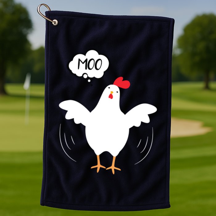 MOO Funny Cow Chicken Funny Golf Towel