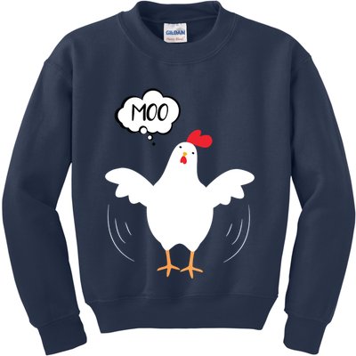 MOO Funny Cow Chicken Funny Kids Sweatshirt