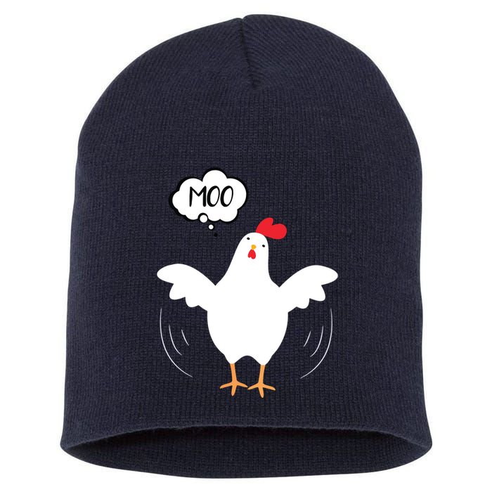 MOO Funny Cow Chicken Funny Short Acrylic Beanie