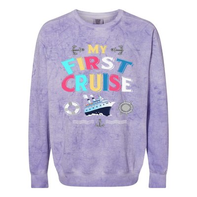 My First Cruise  Girls Boys Cruising and Sailing Colorblast Crewneck Sweatshirt