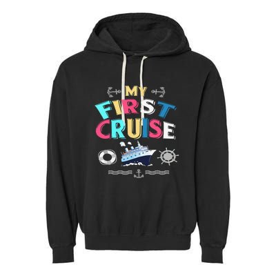 My First Cruise  Girls Boys Cruising and Sailing Garment-Dyed Fleece Hoodie