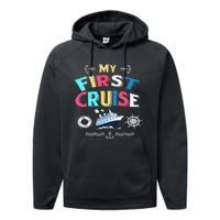 My First Cruise  Girls Boys Cruising and Sailing Performance Fleece Hoodie