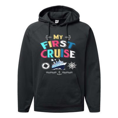 My First Cruise  Girls Boys Cruising and Sailing Performance Fleece Hoodie