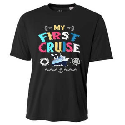 My First Cruise  Girls Boys Cruising and Sailing Cooling Performance Crew T-Shirt