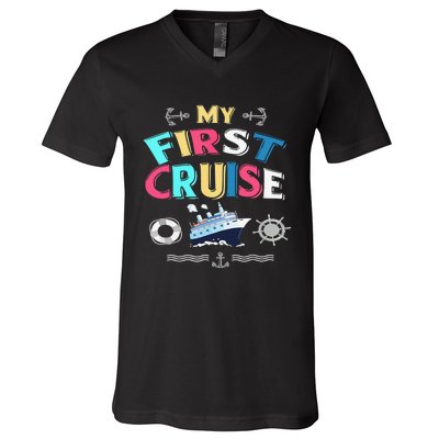 My First Cruise  Girls Boys Cruising and Sailing V-Neck T-Shirt