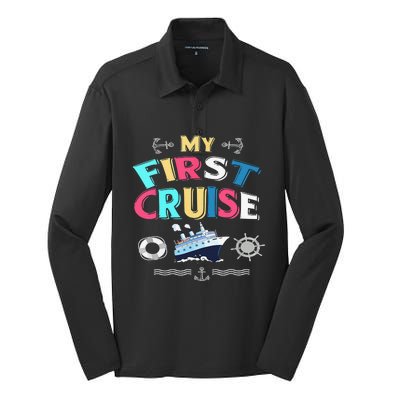 My First Cruise  Girls Boys Cruising and Sailing Silk Touch Performance Long Sleeve Polo