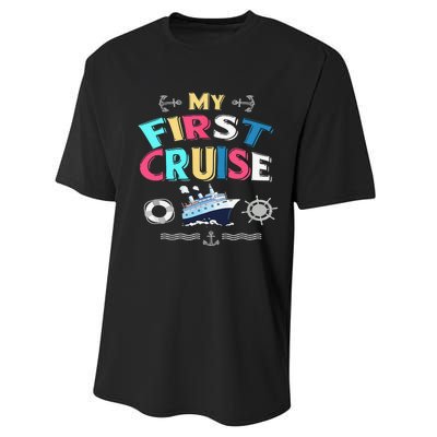 My First Cruise  Girls Boys Cruising and Sailing Performance Sprint T-Shirt