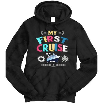 My First Cruise  Girls Boys Cruising and Sailing Tie Dye Hoodie