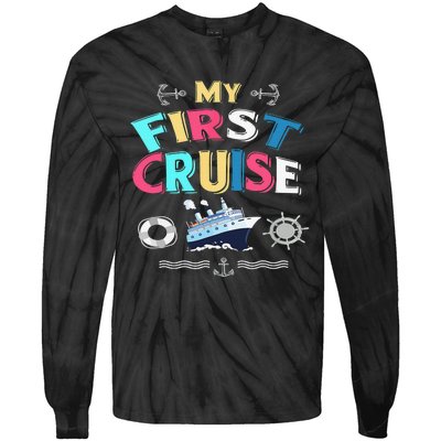 My First Cruise  Girls Boys Cruising and Sailing Tie-Dye Long Sleeve Shirt