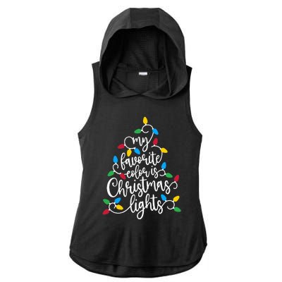 My Favorite Color Is Christmas Lights Family Christmas Tree Ladies PosiCharge Tri-Blend Wicking Draft Hoodie Tank