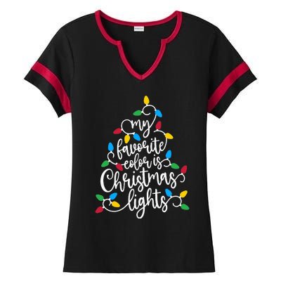 My Favorite Color Is Christmas Lights Family Christmas Tree Ladies Halftime Notch Neck Tee