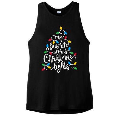 My Favorite Color Is Christmas Lights Family Christmas Tree Ladies PosiCharge Tri-Blend Wicking Tank