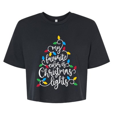 My Favorite Color Is Christmas Lights Family Christmas Tree Bella+Canvas Jersey Crop Tee