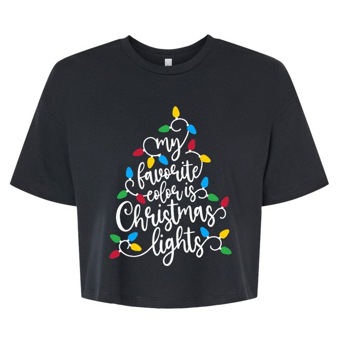 My Favorite Color Is Christmas Lights Family Christmas Tree Bella+Canvas Jersey Crop Tee