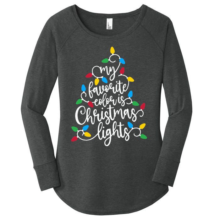 My Favorite Color Is Christmas Lights Family Christmas Tree Women's Perfect Tri Tunic Long Sleeve Shirt