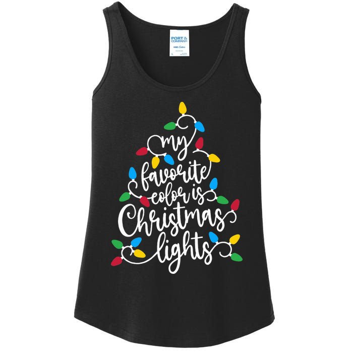 My Favorite Color Is Christmas Lights Family Christmas Tree Ladies Essential Tank