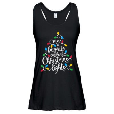 My Favorite Color Is Christmas Lights Family Christmas Tree Ladies Essential Flowy Tank