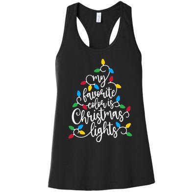 My Favorite Color Is Christmas Lights Family Christmas Tree Women's Racerback Tank