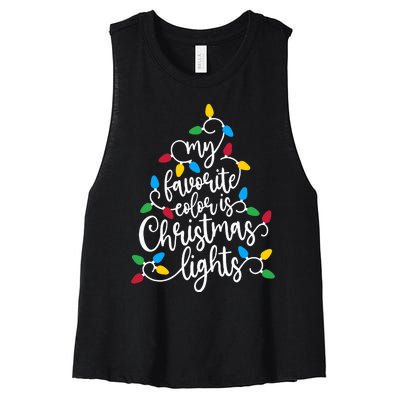 My Favorite Color Is Christmas Lights Family Christmas Tree Women's Racerback Cropped Tank