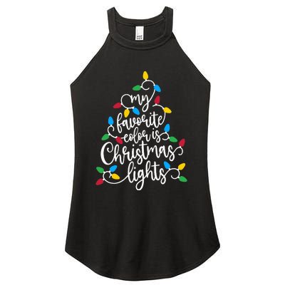 My Favorite Color Is Christmas Lights Family Christmas Tree Women’s Perfect Tri Rocker Tank