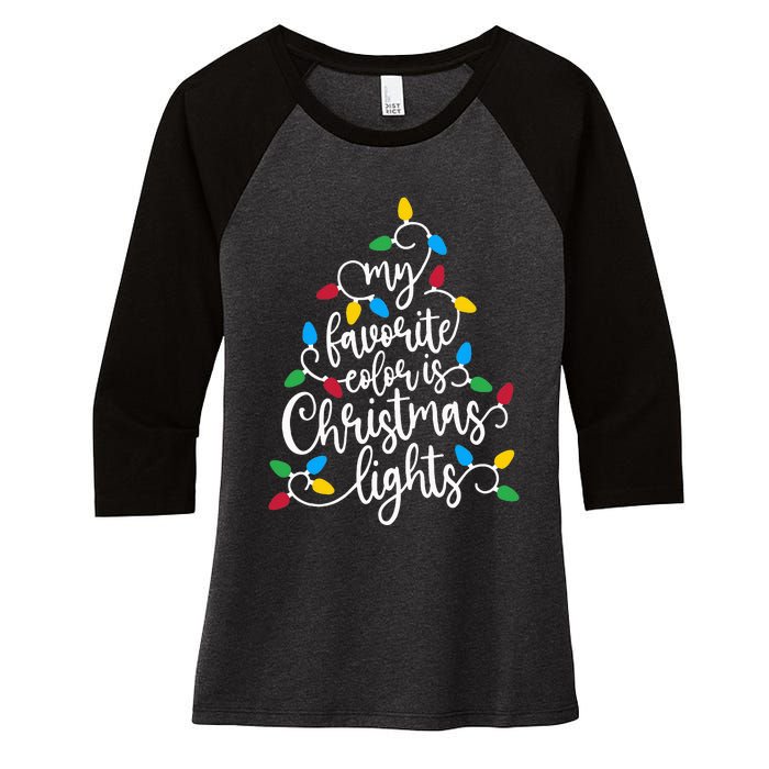 My Favorite Color Is Christmas Lights Family Christmas Tree Women's Tri-Blend 3/4-Sleeve Raglan Shirt