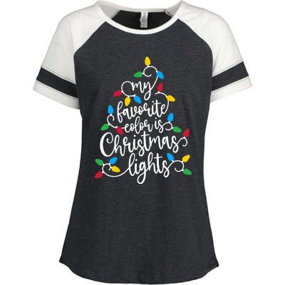 My Favorite Color Is Christmas Lights Family Christmas Tree Enza Ladies Jersey Colorblock Tee