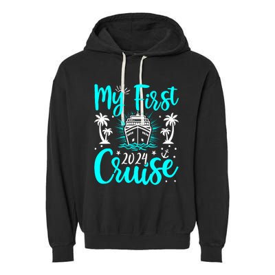 My First Cruise 2024 1st Birthday Cruising Cruise Garment-Dyed Fleece Hoodie