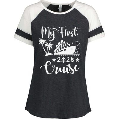 My First Cruise 2025 Family Vacation Cruise Ship Travel Enza Ladies Jersey Colorblock Tee