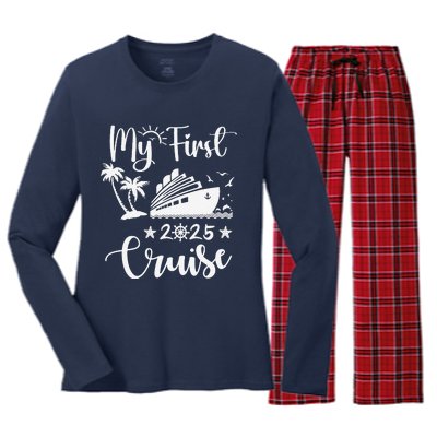 My First Cruise 2025 Family Vacation Cruise Ship Travel Women's Long Sleeve Flannel Pajama Set 