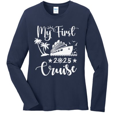 My First Cruise 2025 Family Vacation Cruise Ship Travel Ladies Long Sleeve Shirt