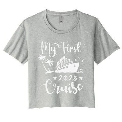 My First Cruise 2025 Family Vacation Cruise Ship Travel Women's Crop Top Tee