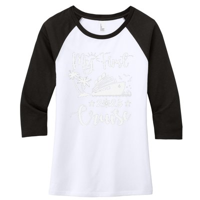 My First Cruise 2025 Family Vacation Cruise Ship Travel Women's Tri-Blend 3/4-Sleeve Raglan Shirt