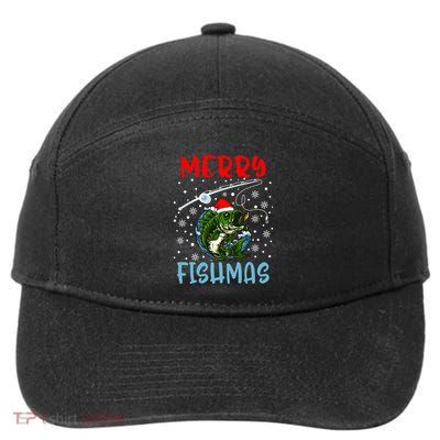 Merry Fishmas Christmas Fishing Holiday Meaningful Gift 7-Panel Snapback Hat