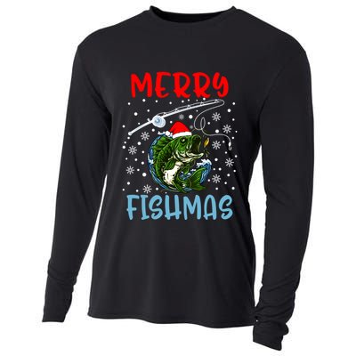 Merry Fishmas Christmas Fishing Holiday Meaningful Gift Cooling Performance Long Sleeve Crew