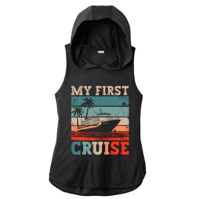 My First Cruise Family Vacation Cruise Ship Ladies PosiCharge Tri-Blend Wicking Draft Hoodie Tank