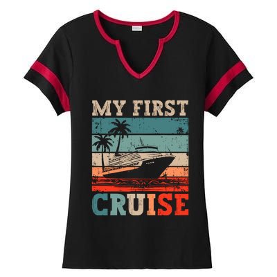 My First Cruise Family Vacation Cruise Ship Ladies Halftime Notch Neck Tee