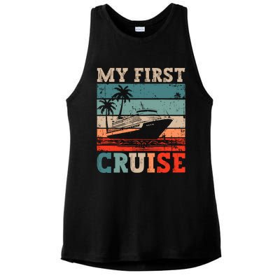 My First Cruise Family Vacation Cruise Ship Ladies PosiCharge Tri-Blend Wicking Tank