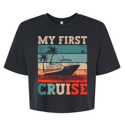 My First Cruise Family Vacation Cruise Ship Bella+Canvas Jersey Crop Tee