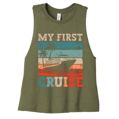 My First Cruise Family Vacation Cruise Ship Women's Racerback Cropped Tank