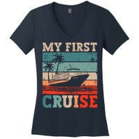 My First Cruise Family Vacation Cruise Ship Women's V-Neck T-Shirt