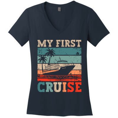 My First Cruise Family Vacation Cruise Ship Women's V-Neck T-Shirt