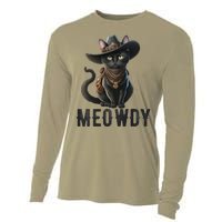 Meowdy Funny Cat Country Music Kitten Cowboy Hat Vintage Cooling Performance Long Sleeve Crew