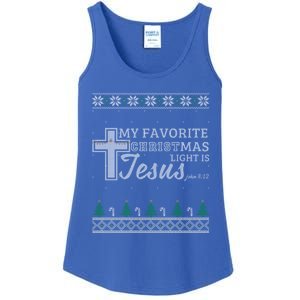 My Favorite Christmas Light Is Jesus Christian Ugly Funny Gift Ladies Essential Tank