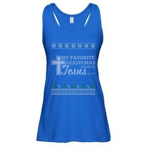 My Favorite Christmas Light Is Jesus Christian Ugly Funny Gift Ladies Essential Flowy Tank