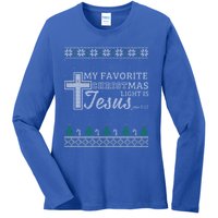 My Favorite Christmas Light Is Jesus Christian Ugly Funny Gift Ladies Long Sleeve Shirt