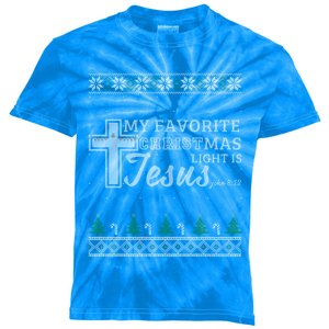 My Favorite Christmas Light Is Jesus Christian Ugly Funny Gift Kids Tie-Dye T-Shirt