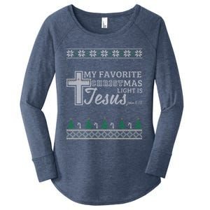 My Favorite Christmas Light Is Jesus Christian Ugly Funny Gift Women's Perfect Tri Tunic Long Sleeve Shirt